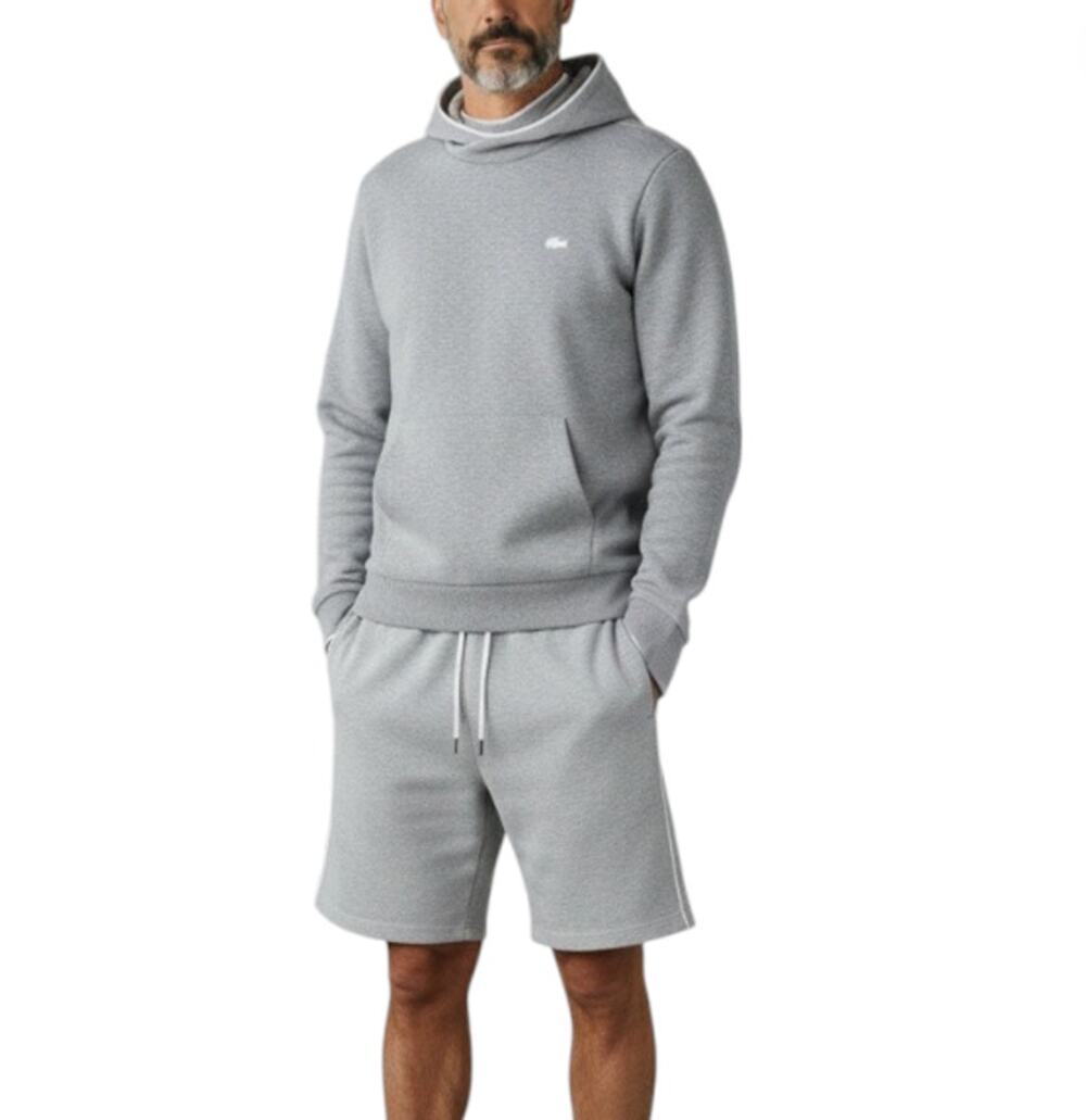 LACOSTE Classic Hooded Sweatshirt Men XL Gray Sporty Outdoor Everyday Travel